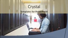  Presentation with team working together - PPT theme enhanced with supercomputer - team of young technicians working background and a lemonade colored foreground