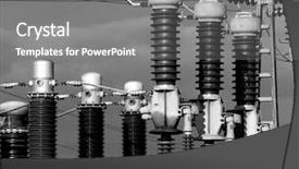  Presentation with substation - PPT layouts featuring high voltage station - electrical substation insulators background and a gray colored foreground