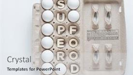  Presentation with egg - Presentation theme enhanced with superfood-egg-carton-with-word background and a sky blue colored foreground