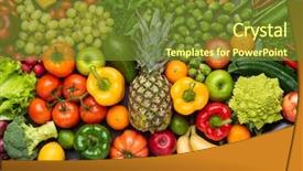  Presentation with fresh fruits vegetables - Amazing PPT theme having superfood nutrition diet vegan food backdrop and a tawny brown colored foreground