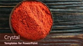  Presentation with dark vintage wood table texture - Colorful PPT layouts enhanced with superfood powder in bowl on wooden table backdrop and a tawny brown colored foreground