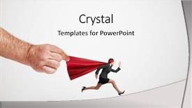  Presentation with red grey - Cool new theme with supergirl - big mans hand holding backdrop and a white colored foreground