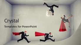  Presentation with empty - Amazing PPT theme having supergirl - superheroes trying to catch criminals backdrop and a  colored foreground