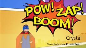  Presentation with pow - Amazing theme having superhero against the words pow backdrop and a  colored foreground