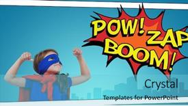  Presentation with pow - Theme consisting of superhero against the words pow background and a  colored foreground