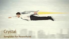  Presentation with business jet - Beautiful presentation featuring superhero business man flying backdrop and a cream colored foreground