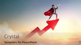  Presentation with child superhero - Theme enhanced with superhero-businessman-child-on-sunset background and a coral colored foreground