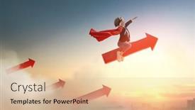  Presentation with child superhero - Presentation featuring superhero-businessman-child-on-sunset background and a lemonade colored foreground