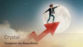  Presentation with child superhero - Cool new slide deck with superhero-businessman-child-on-sunset backdrop and a coral colored foreground