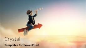  Presentation with child superhero - Presentation featuring superhero-businessman-child-on-sunset background and a lemonade colored foreground