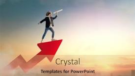  Presentation with child superhero - PPT theme featuring superhero-businessman-child-on-sunset background and a coral colored foreground