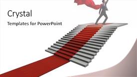  Presentation with red carpet - Colorful PPT theme enhanced with superhero businessman climbing red carpet backdrop and a white colored foreground