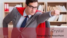  Presentation with superhero - Presentation design enhanced with superhero-businessman-working background and a red colored foreground