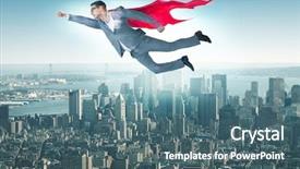  Presentation with superhero - PPT layouts with superhero concept with red cover background and a ocean colored foreground