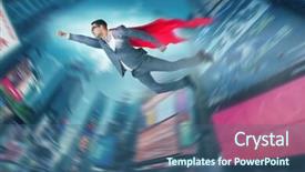  Presentation with superhero - Audience pleasing PPT theme consisting of superhero concept with red cover backdrop and a  colored foreground