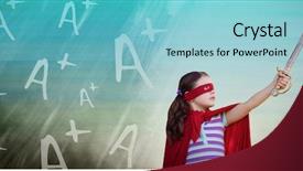  Presentation with intelligence - Cool new PPT layouts with superhero costume holding artificial backdrop and a light blue colored foreground