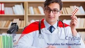  Presentation with superhero - Colorful PPT layouts enhanced with superhero-doctor-working backdrop and a sky blue colored foreground