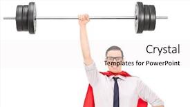  Presentation with heavy weight - PPT layouts having superhero holding a heavy weight isolated on white background background and a sky blue colored foreground