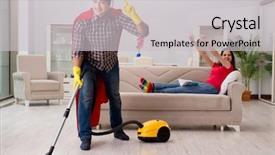  Presentation with wife - Cool new presentation theme with superhero-husband-helping-his-wife backdrop and a  colored foreground