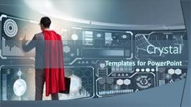  Presentation with data management - Amazing slide deck having superhero-in-data-management-concept backdrop and a ocean colored foreground