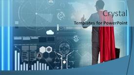  Presentation with data management - Slides with superhero-in-data-management-concept background and a light blue colored foreground