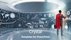  Presentation with data management - Beautiful PPT theme featuring superhero in data management concept backdrop and a seafoam green colored foreground