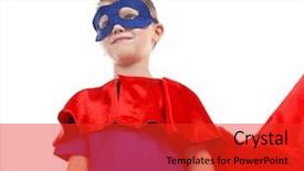  Presentation with superhero - Slides with superhero kid isolated on white background and a red colored foreground