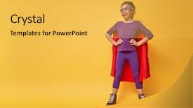  Presentation with ultra - Slides with superhero kid on the background background and a yellow colored foreground