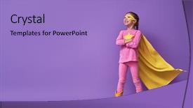  Presentation with purple wall - Amazing theme having superhero kid on the background backdrop and a light blue colored foreground