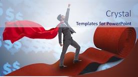  Presentation with red carpet - Slide set consisting of superhero-on-the-red-carpet background and a sky blue colored foreground