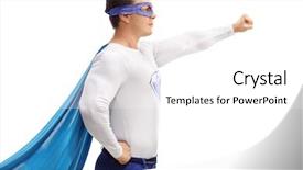  Presentation with superhero - Presentation enhanced with superhero outfit holding a grip background and a  colored foreground