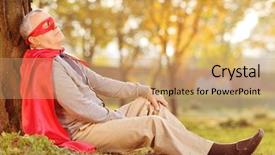  Presentation with superhero - Beautiful theme featuring mental power - senior in superhero outfit leaning backdrop and a coral colored foreground