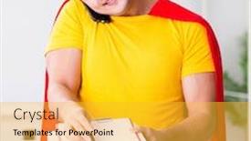  Presentation with pizza delivery - Audience pleasing slide set consisting of superhero-pizza-delivery-guy backdrop and a yellow colored foreground