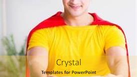  Presentation with pizza delivery - Audience pleasing theme consisting of superhero-pizza-delivery-guy backdrop and a yellow colored foreground