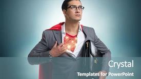  Presentation with superhero - PPT layouts featuring superhero preparing himself for great background and a  colored foreground