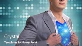  Presentation with save water concept saving - Audience pleasing slide deck consisting of superhero-preparing-to-save backdrop and a gray colored foreground