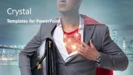  Presentation with save - Slides featuring superhero-preparing-to-save background and a seafoam green colored foreground