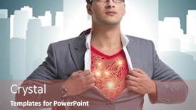  Presentation with save - Slide deck consisting of superhero-preparing-to-save background and a coral colored foreground