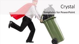  Presentation with 3d white people pushing - Audience pleasing PPT theme consisting of superhero pushing a full trash backdrop and a white colored foreground