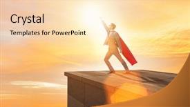  Presentation with career - PPT theme consisting of superhero successful in career ladder background and a  colored foreground