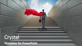  Presentation with career - Presentation design enhanced with superhero successful in career ladder background and a gray colored foreground