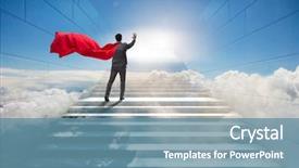  Presentation with career - Presentation consisting of superhero successful in career ladder background and a teal colored foreground