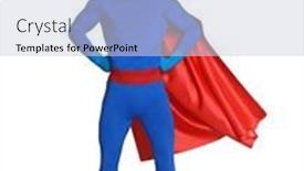  Presentation with superhero - PPT theme featuring superhero-wearing-blue-costume-standing background and a lemonade colored foreground