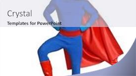  Presentation with superhero - Presentation design with superhero-wearing-blue-costume-standing background and a light gray colored foreground
