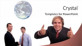  Presentation with patent license agreement licensing business - Beautiful presentation design featuring hands holding globe - business team agreement protect backdrop and a white colored foreground