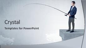  Presentation with free - Cool new slide deck with superior - businessman fishing nothing backdrop and a sky blue colored foreground