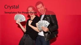  Presentation with punk - Presentation with superior - cheerful screaming punk couple holding background and a red colored foreground