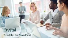  Presentation with working together - Presentation theme having superior giving them necessary recommendations background and a sky blue colored foreground