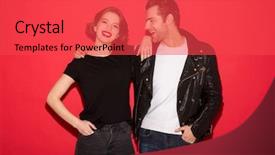  Presentation with punk - Theme consisting of superior woman - image of cheerful punk couple background and a red colored foreground