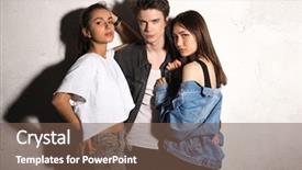  Presentation with gray - PPT theme having superior woman - image of concentrated young hipster background and a violet colored foreground